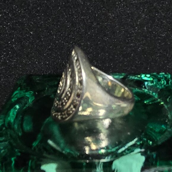 Sterling Silver & Pavé Medallion Ring - Picture 5 of 6